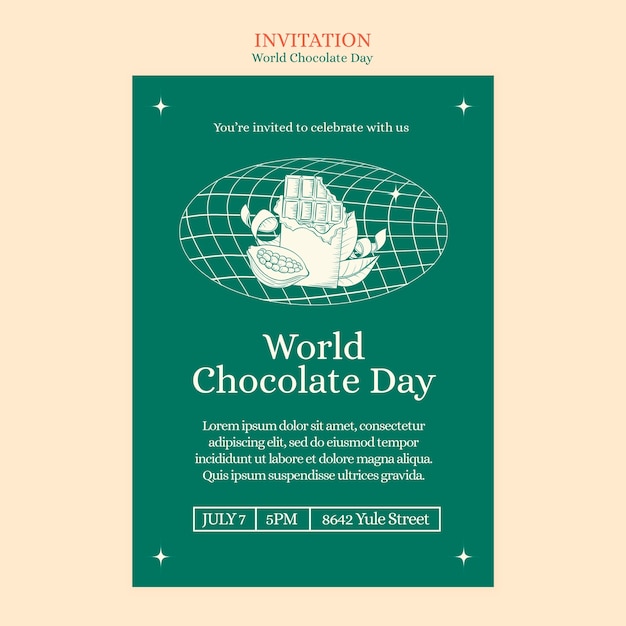 Free PSD world chocolate day invitation template