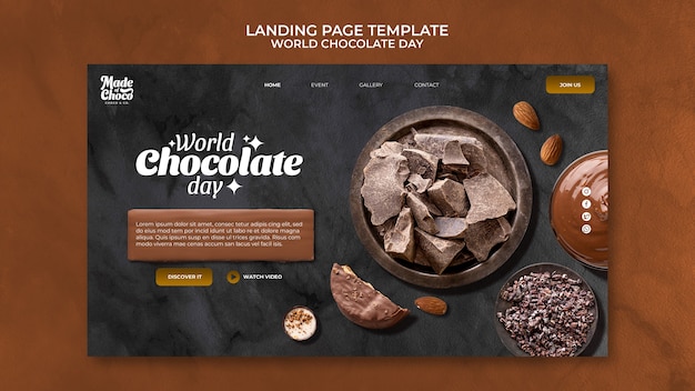 Free PSD world chocolate day landing page template