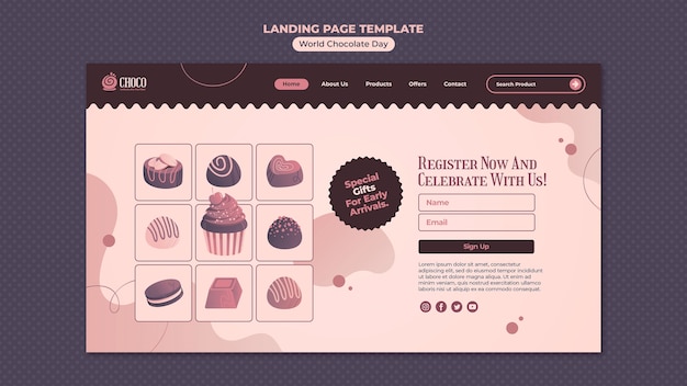 Free PSD world chocolate day landing page template