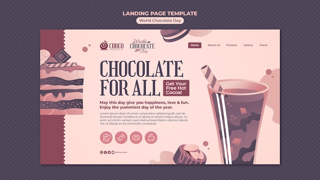 Free PSD world chocolate day landing page template