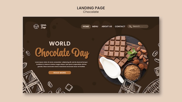 Free PSD world chocolate day landing page template