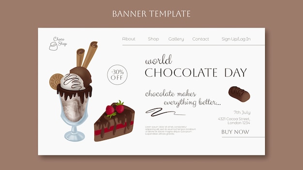 Free PSD world chocolate day landing page template