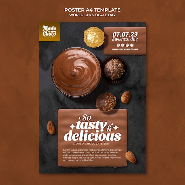 Free PSD world chocolate day poster template