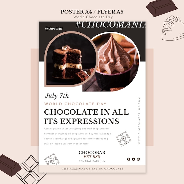 Free PSD world chocolate day poster template