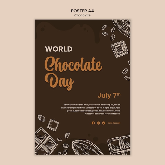 Free PSD world chocolate day poster template