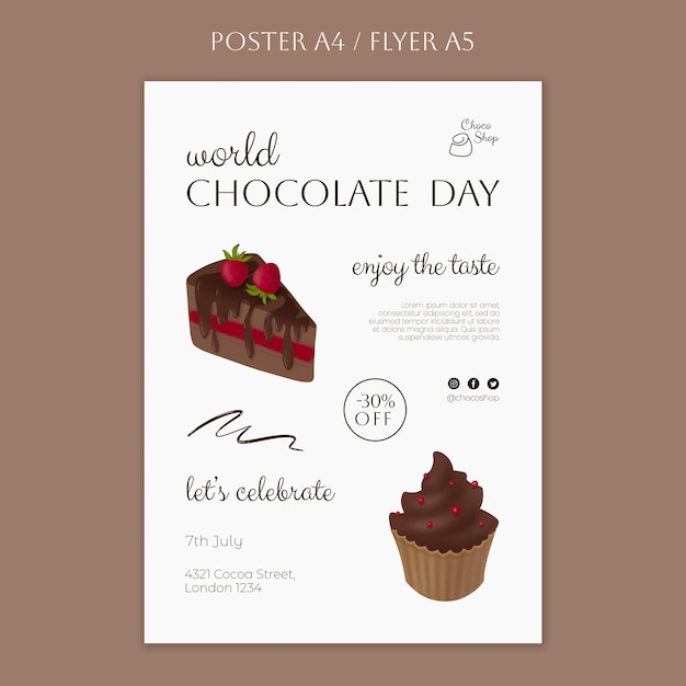 Free PSD world chocolate day poster template