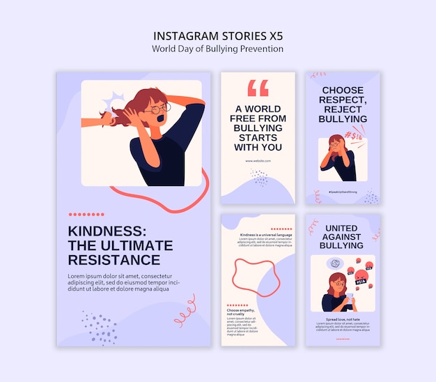 Free PSD world day of bullying prevention instagram stories