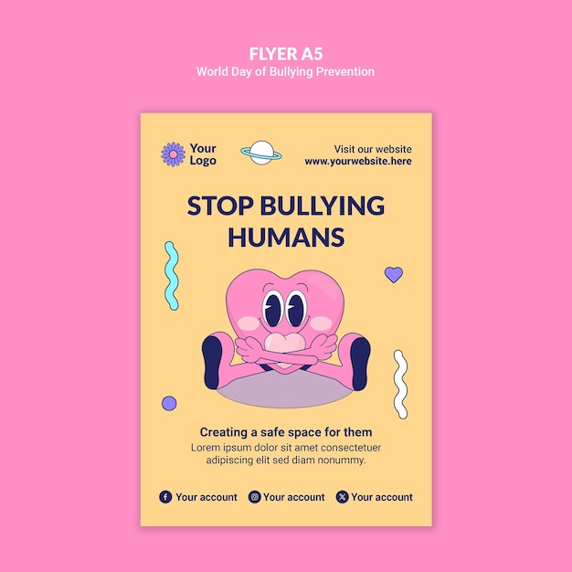 Free PSD world day of bullying prevention poster template