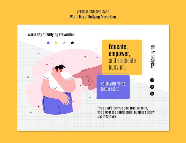 Free PSD world day of bullying prevention template design