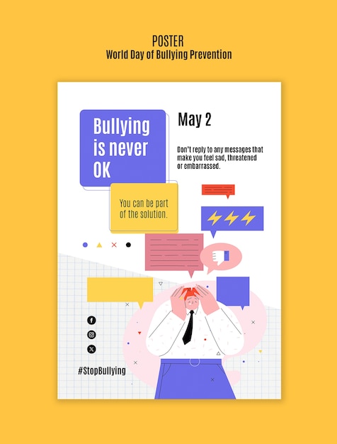 Free PSD world day of bullying prevention template design