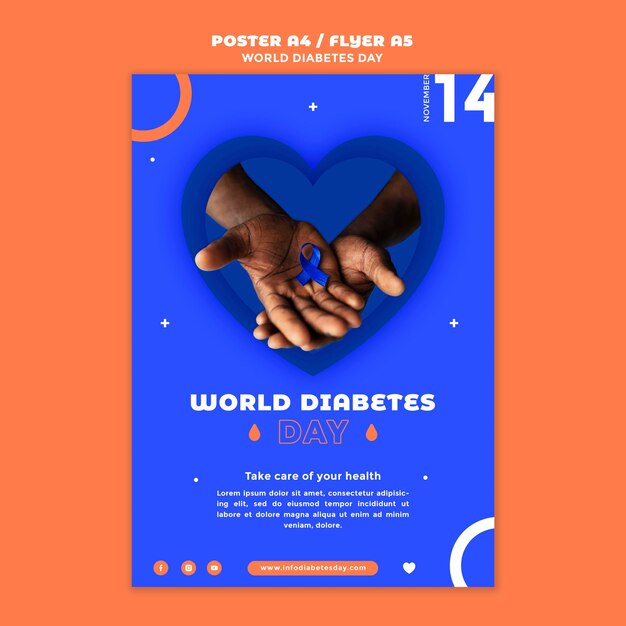 World diabetes day vertical print template