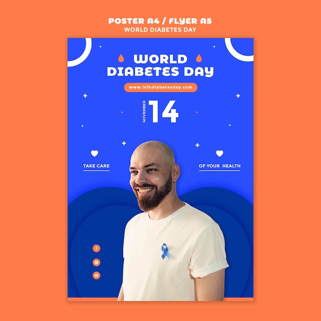 World diabetes day vertical print template