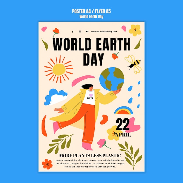 Free PSD world earth day celebration flyer template