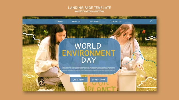 Free PSD world environment day landing page template