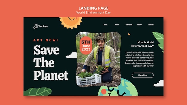 Free PSD world environment day landing page template