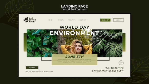 Free PSD world environment day landing page