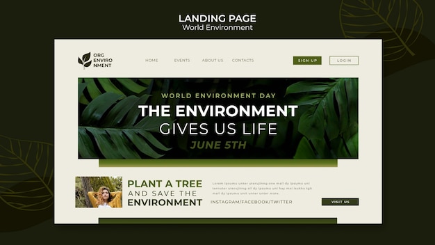 Free PSD world environment day landing page