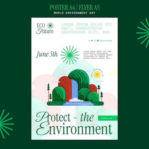 Free PSD world environment day poster template