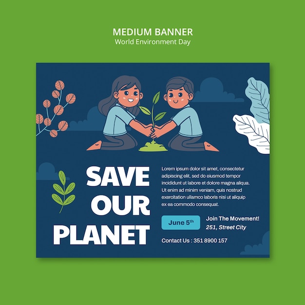 Free PSD world environment day  template design