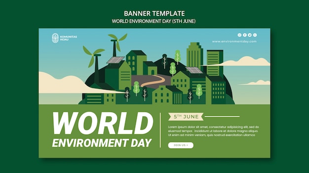 Free PSD world environment day with houses banner