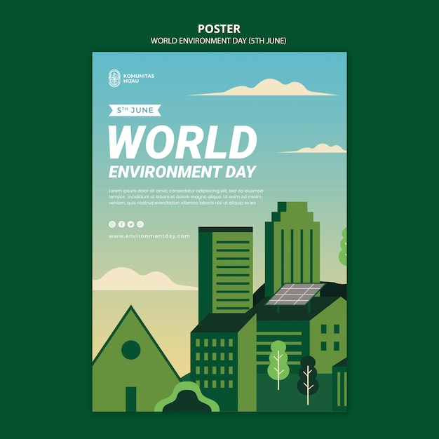 Free PSD world environment day with houses poster