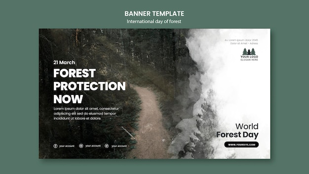 Free PSD world forest day banner template