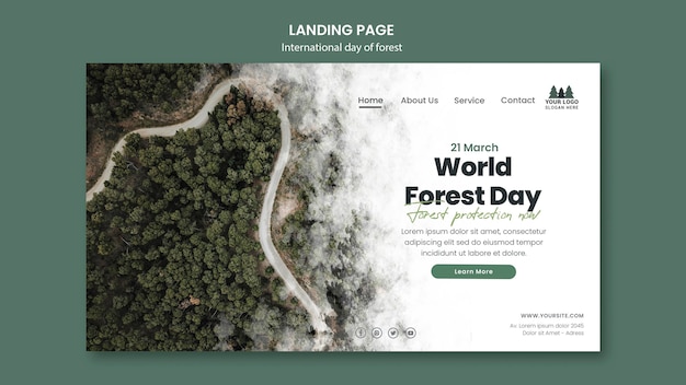 Free PSD world forest day landing page template