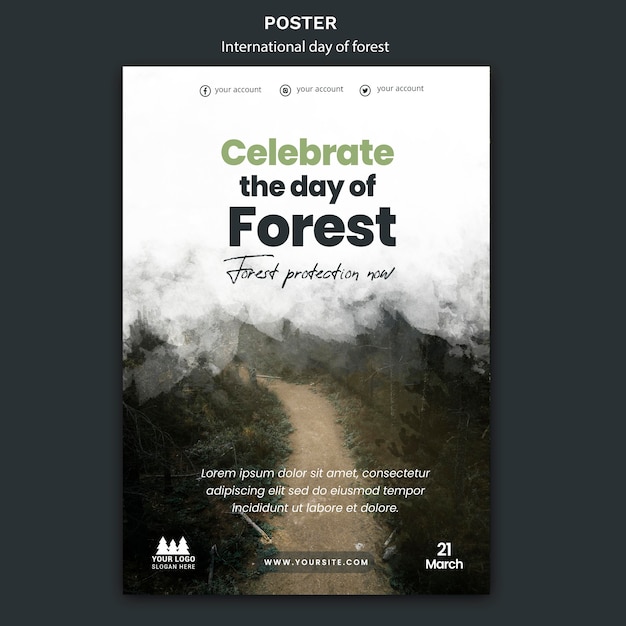 Free PSD world forest day poster template