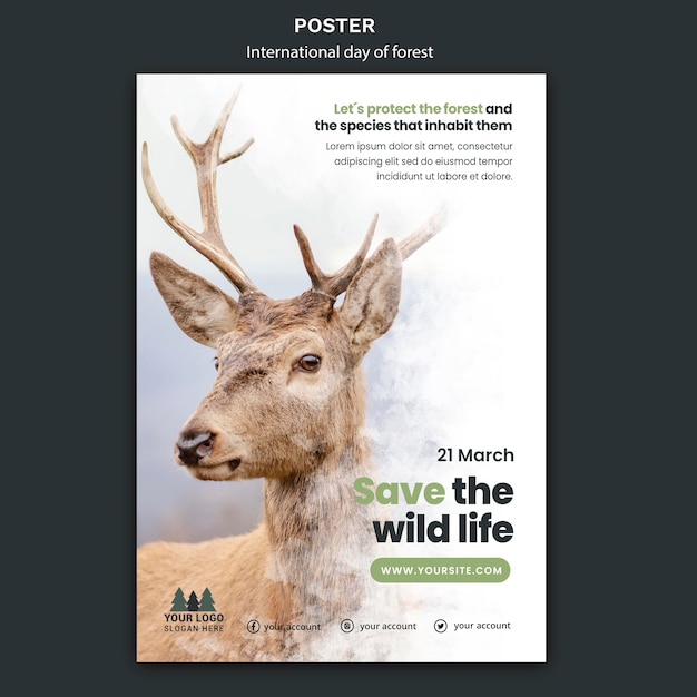 Free PSD world forest day poster template