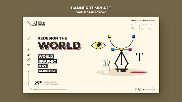 Free PSD world graphics day banner template