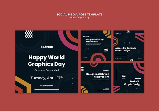 World graphics day social media posts pack