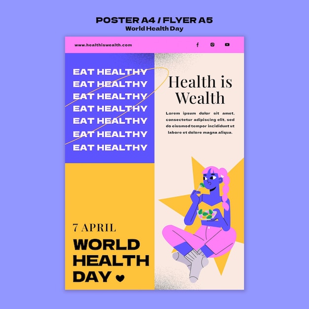 World health day a4 poster/ a5 flyer template