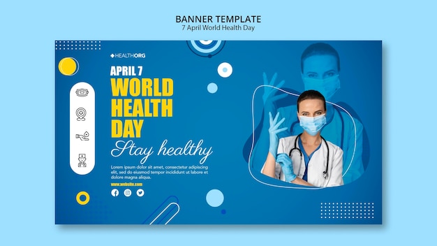 Free PSD world health day banner with photo