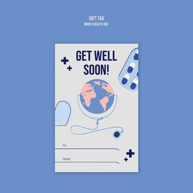 Free PSD world health day celebration gift tag