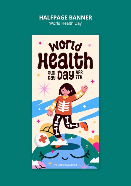 Free PSD world health day celebration halfpage banner