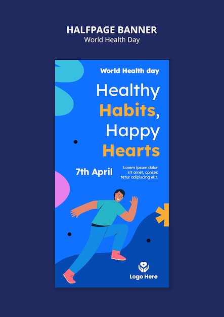 Free PSD world health day celebration halfpage banner