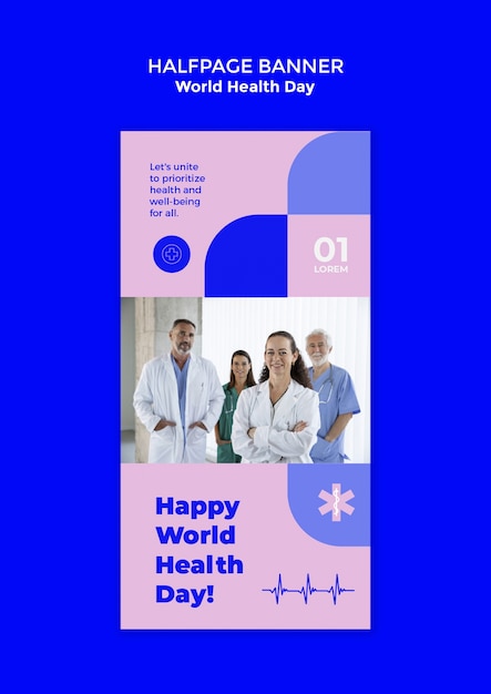 Free PSD world health day celebration halfpage banner