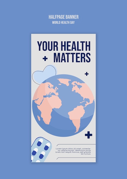 Free PSD world health day celebration halfpage banner