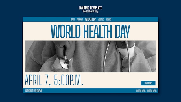 Free PSD world health day celebration landing page