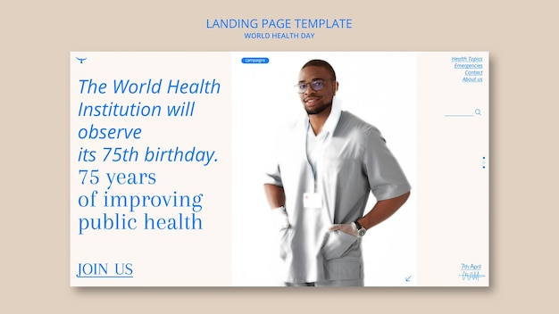 Free PSD world health day celebration landing page