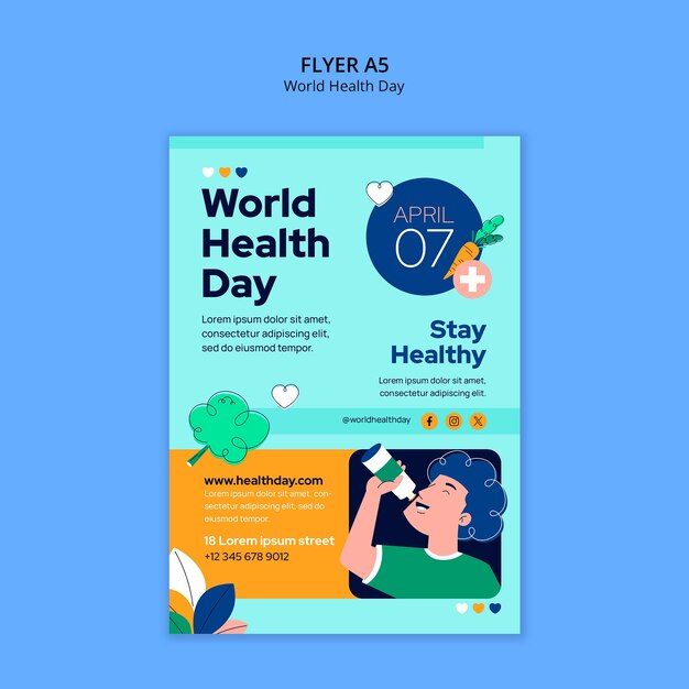 World health day celebration poster template