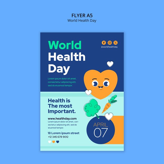 World health day celebration poster template