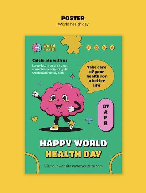 Free PSD world health day celebration poster