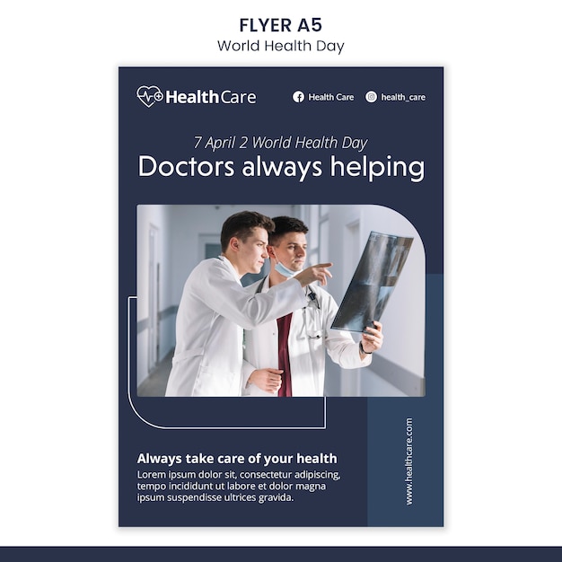 Free PSD world health day flyer template with photo