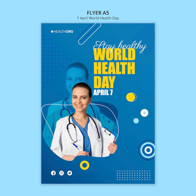 World health day flyer with photo