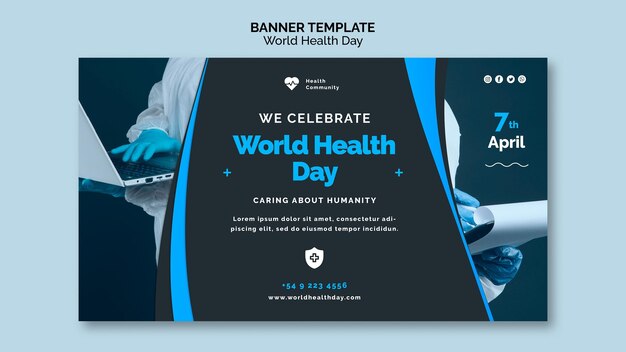 World health day horizontal banner page template