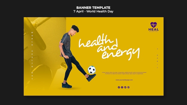 Free PSD world health day horizontal banner page with photo