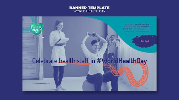 Free PSD world health day horizontal banner with photo