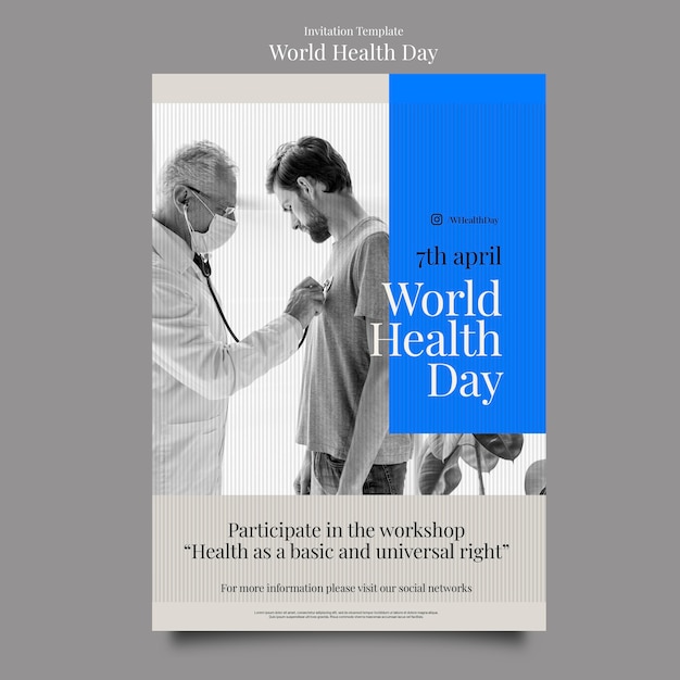 Free PSD world health day invitation template