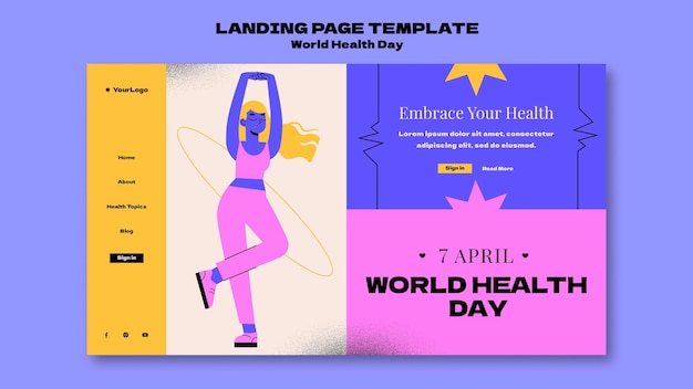 Free PSD world health day landing page template